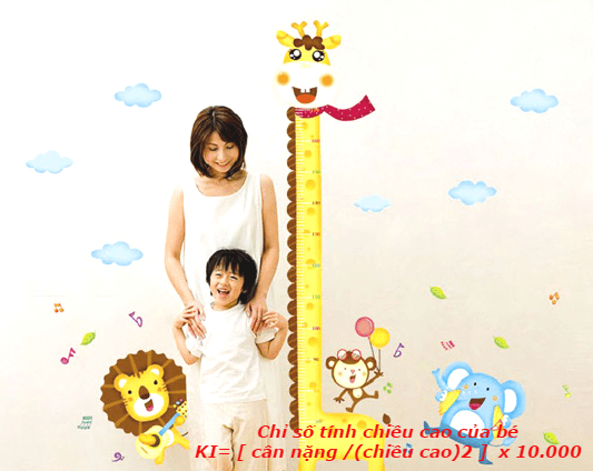 thông số tính chiều cao và cân nặng của bé